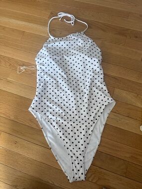 Forever 21 White Polka Dot One-Piece Swimsuit